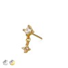 316L SURGICAL STEEL THREADLESS PUSH IN CLOVER CZ DANGLE TOP PART